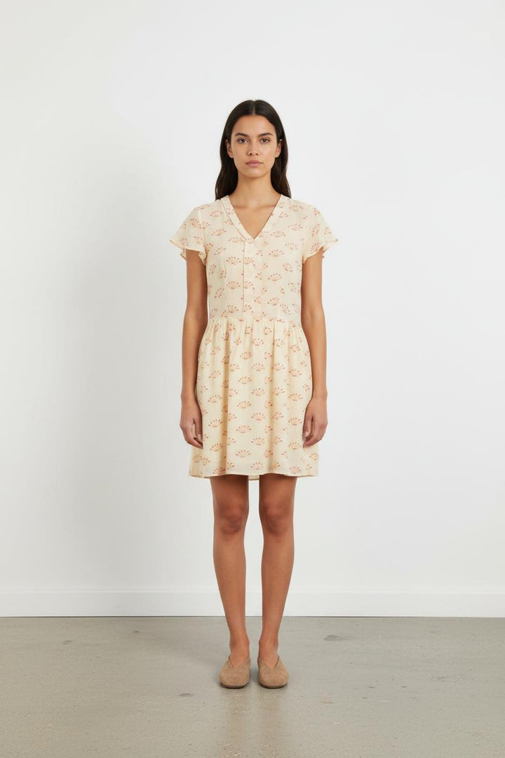 Robe Courte Écrue et Orange - Taille XS/34