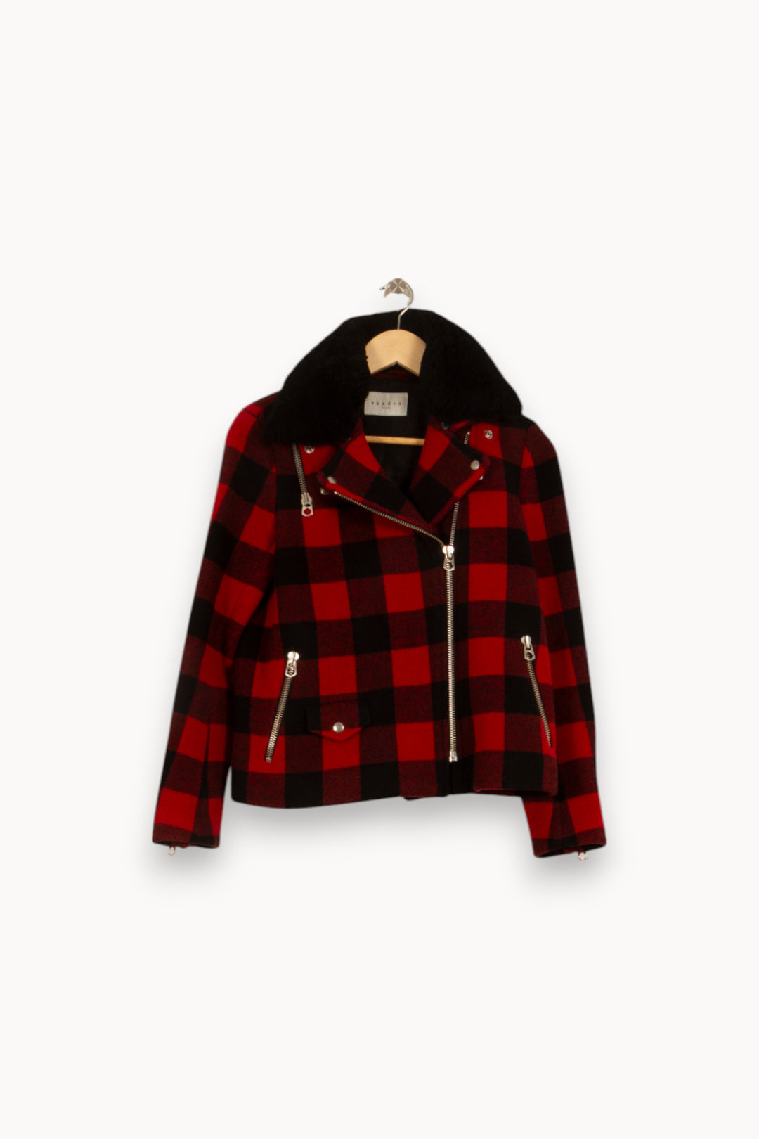 Veste Rouge et Noire - Taille S/36 de la marque Sandro | PARAD53009 - Vendu par Paradigme - Image 2