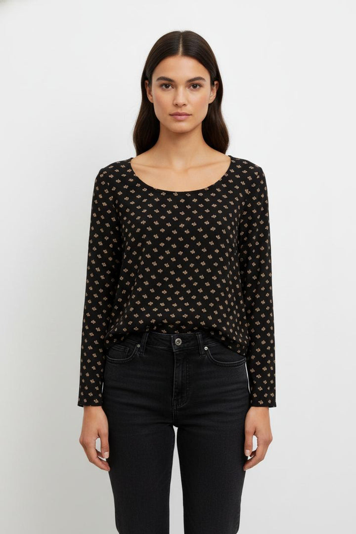 Blouse Noire et Beige - Taille XS/34