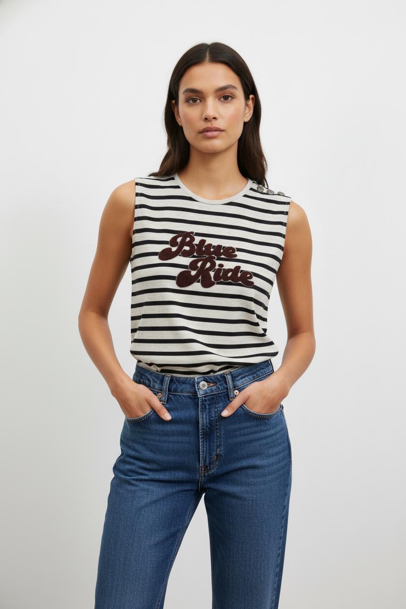 Débardeur Blanc et Noir - Taille M/38