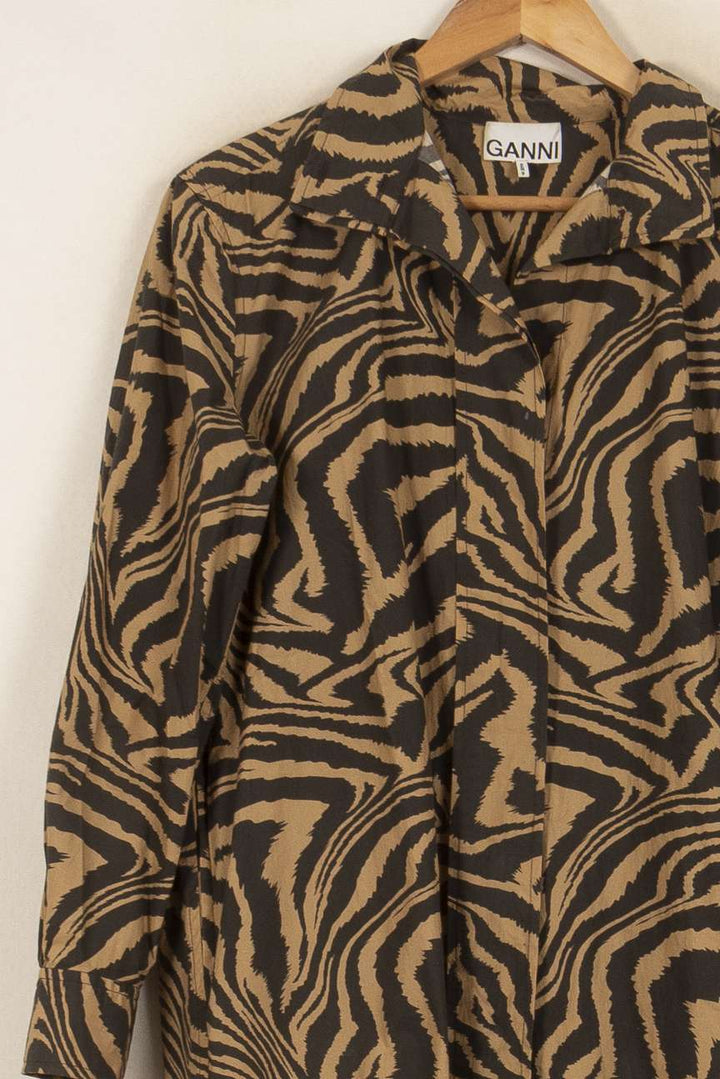 Robe Midi Noire et Beige - Taille S/36 de la marque Ganni | PARAD53136 - Vendu par Paradigme - Image 3