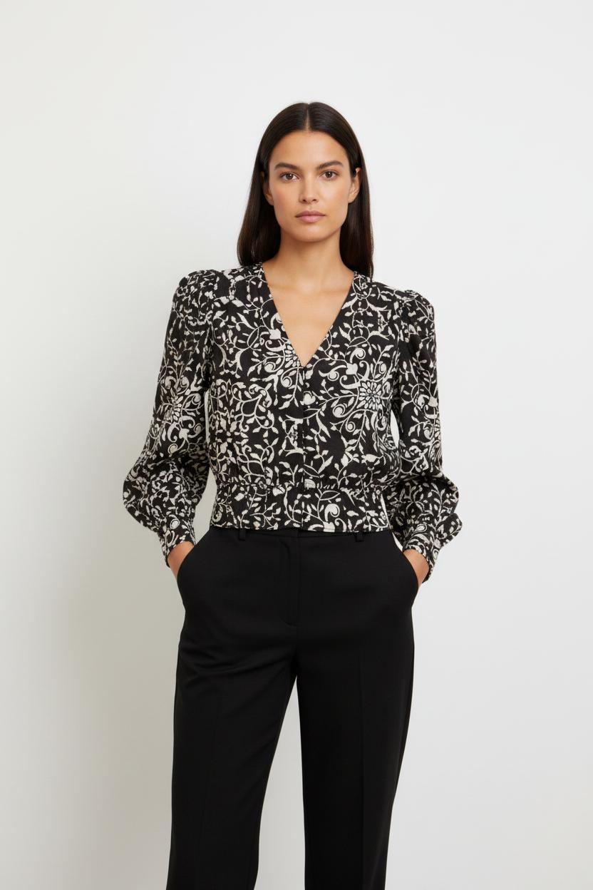 Blouse Noire et Blanche - Taille M/38