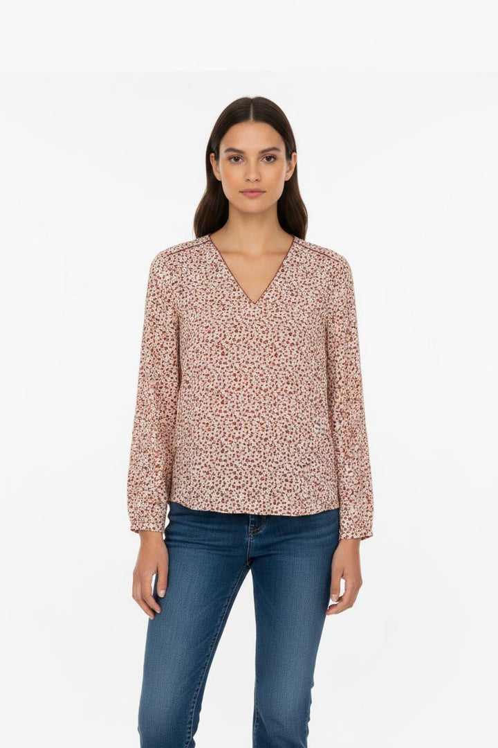 Blouse Écrue et Bordeaux - Taille S/36