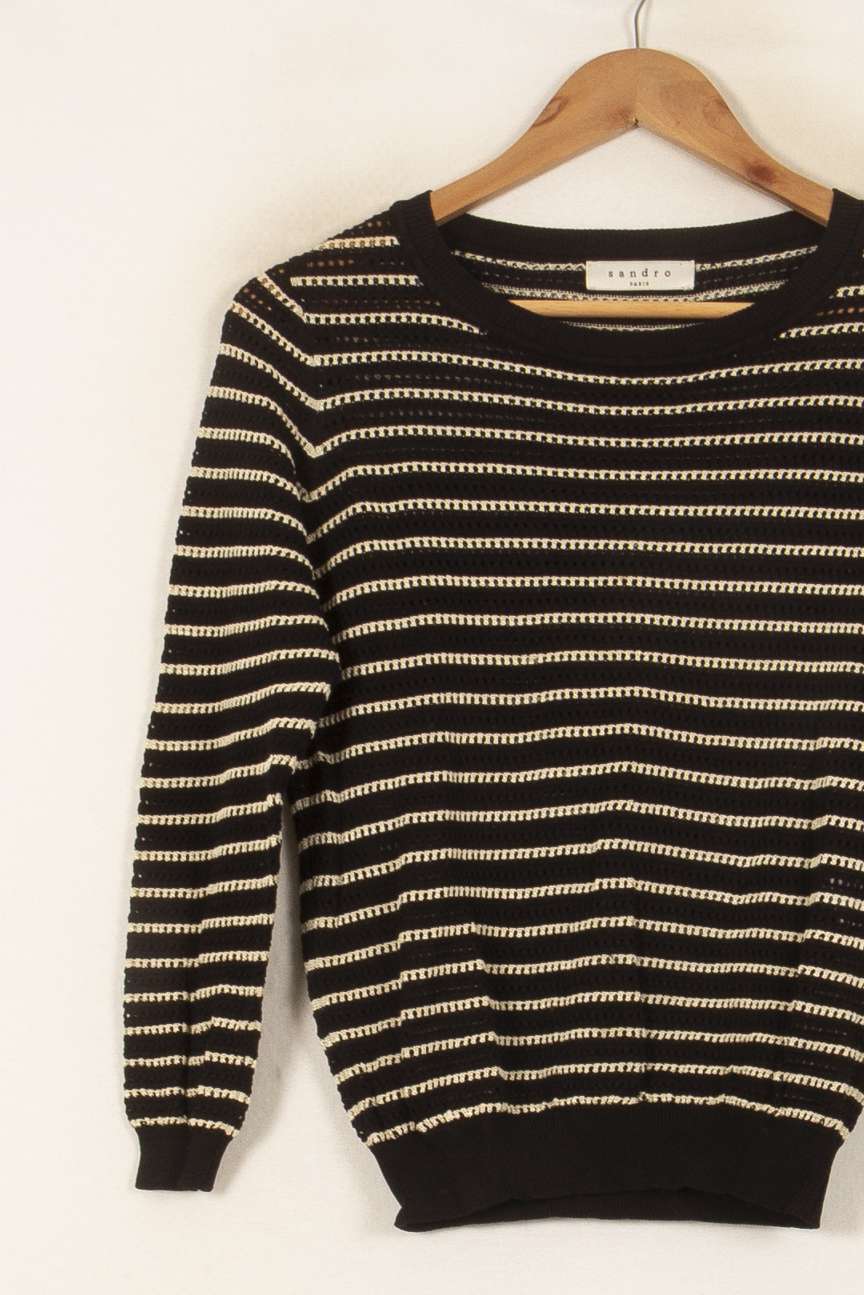 Pull Noir et Blanc - Taille S/36 de la marque Sandro | PARAD53184 - Vendu par Paradigme - Image 3