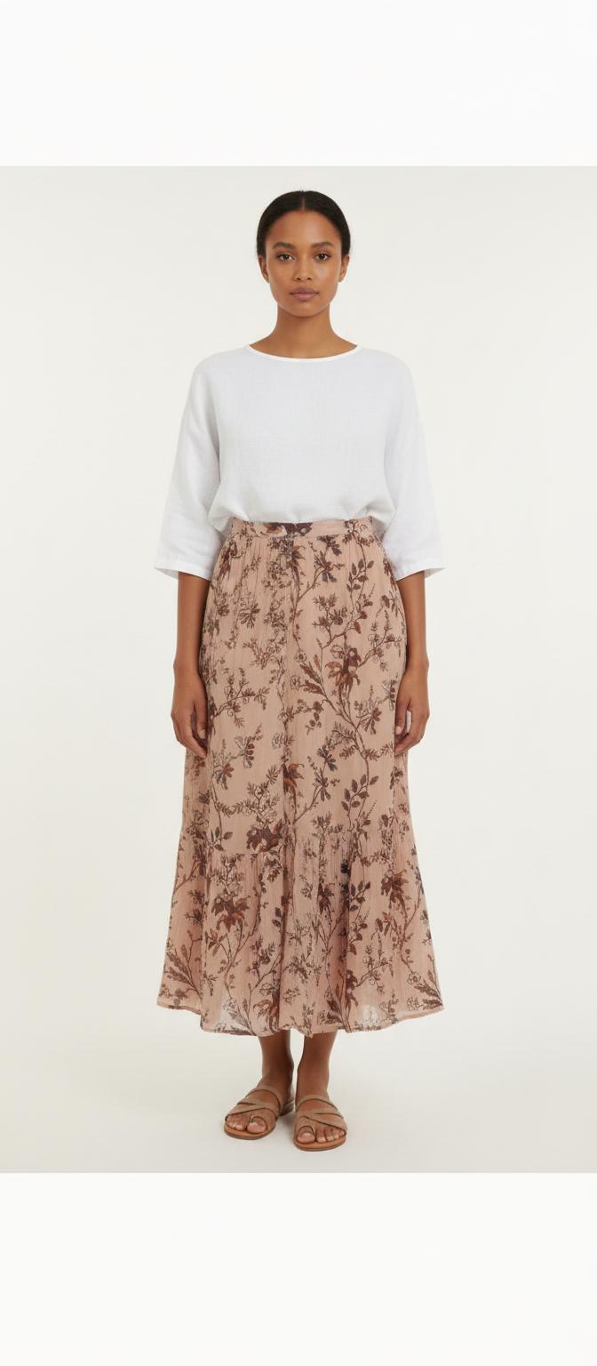 Jupe Longue Rose et Marron - Taille XS/34