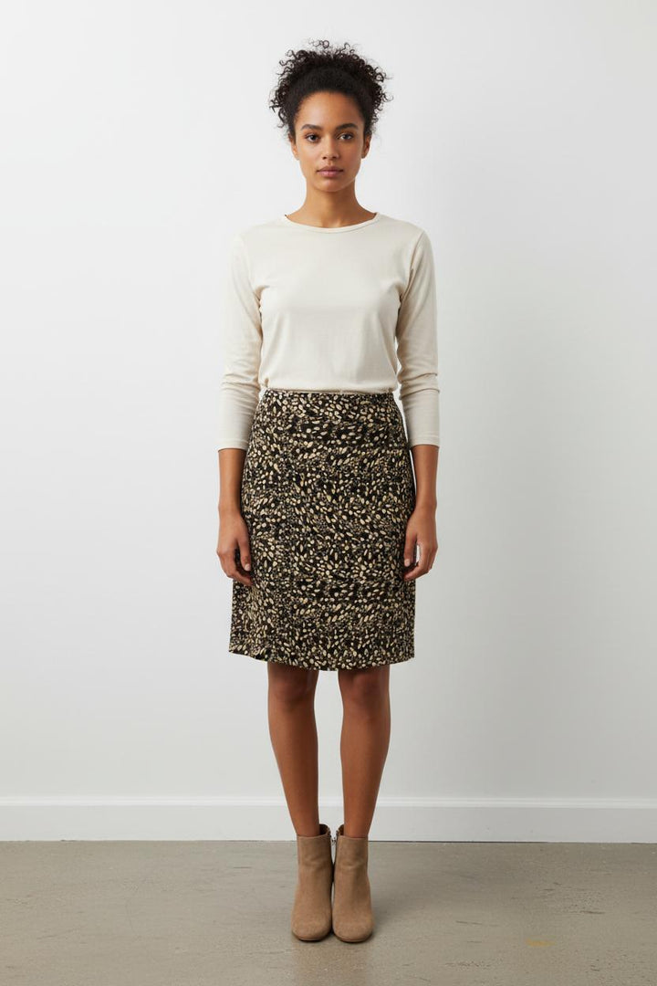 Jupe Imprimée Noire et Beige - Taille S/36