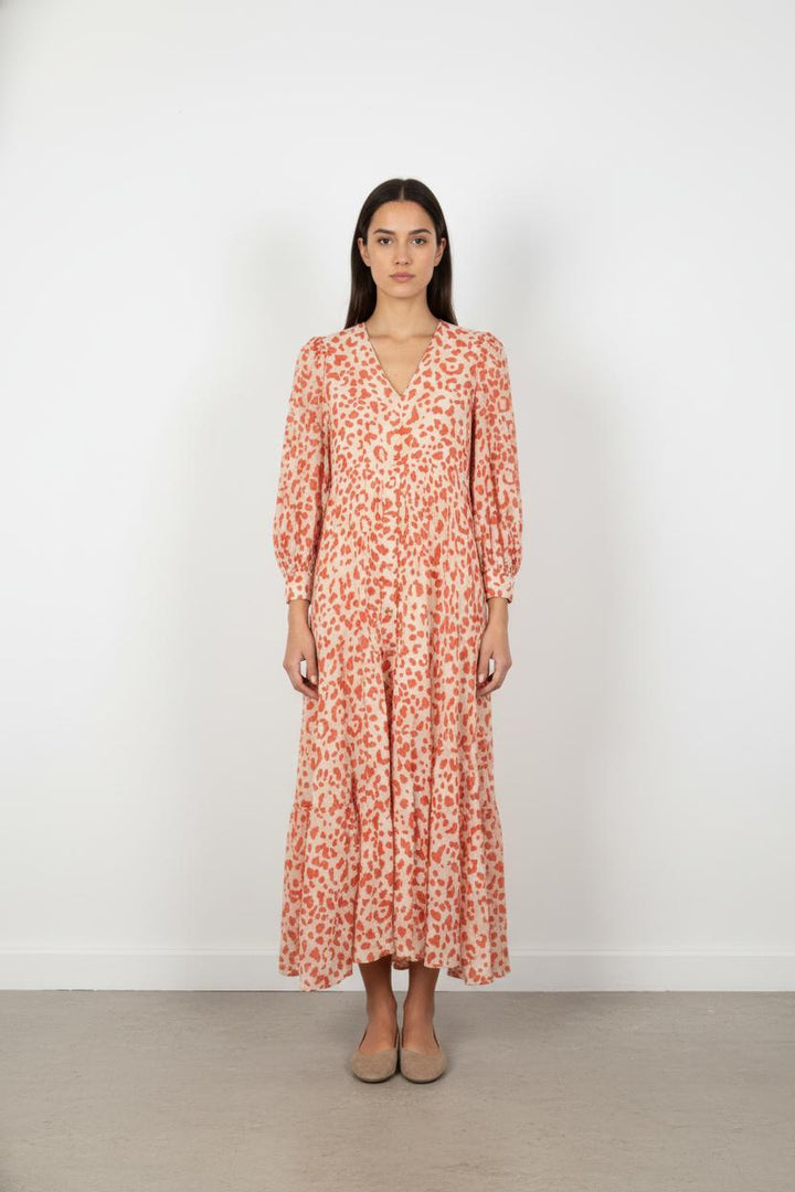 Robe Longue Écrue et Orange - Taille XS/34