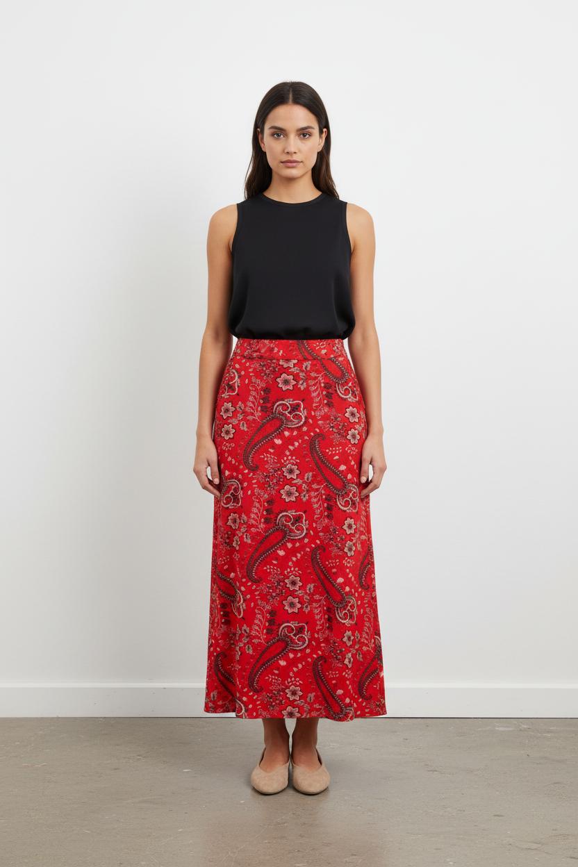 Jupe Longue Rouge et Noire - Taille XS/34