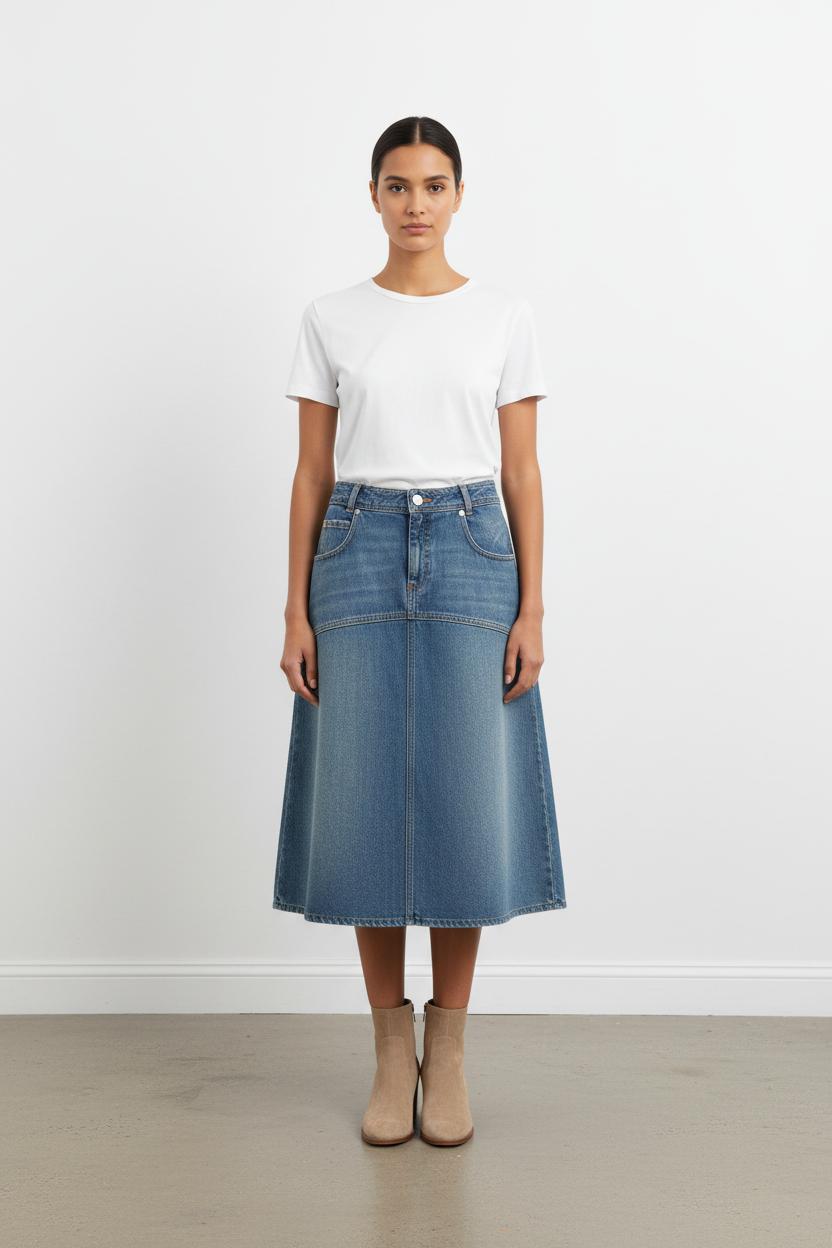 Jupe Midi Bleue - Taille S/36