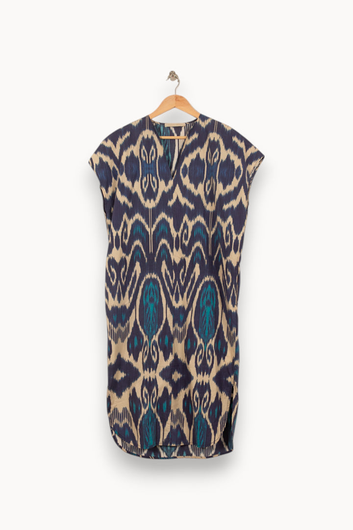 Robe Midi Bleue et Beige - Taille S/36 de la marque Vanessa Bruno | PARAD53302 - Vendu par Paradigme - Image 2