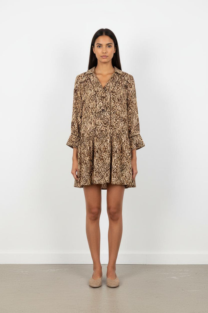 Robe Courte Beige et Marron - Taille M/38