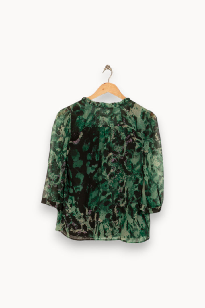 Blouse Verte et Noire - Taille S/36 de la marque Sud express | PARAD53349 - Vendu par Paradigme - Image 4