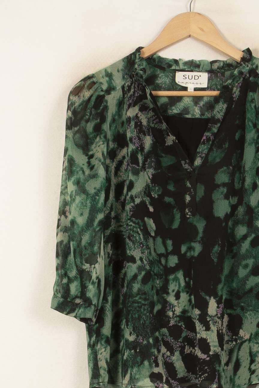 Blouse Verte et Noire - Taille S/36 de la marque Sud express | PARAD53349 - Vendu par Paradigme - Image 3
