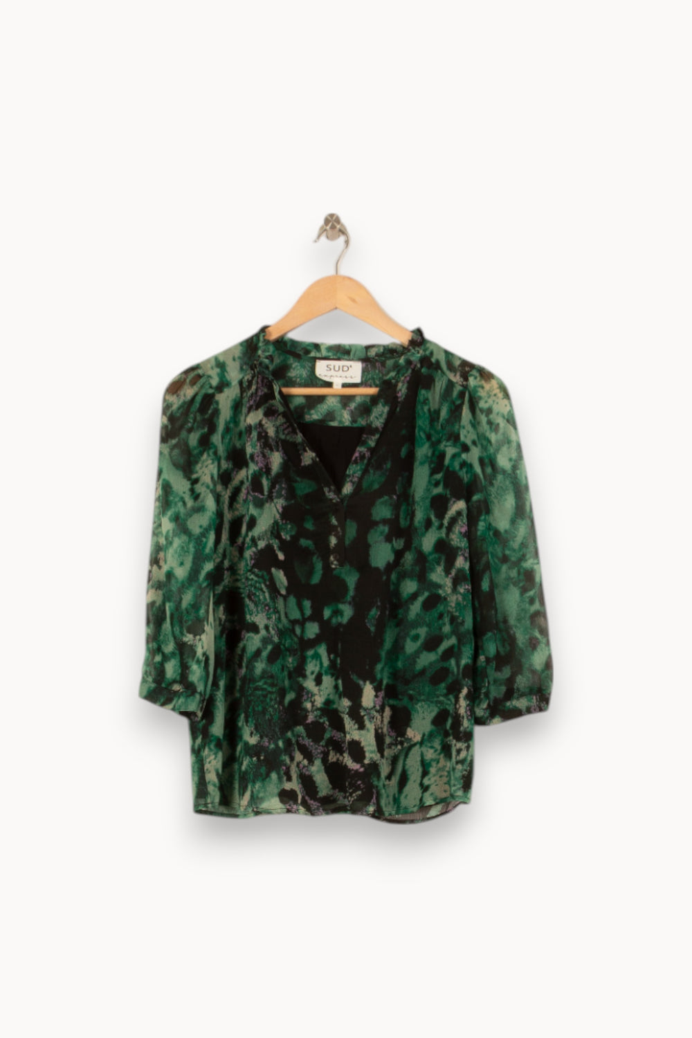 Blouse Verte et Noire - Taille S/36 de la marque Sud express | PARAD53349 - Vendu par Paradigme - Image 2