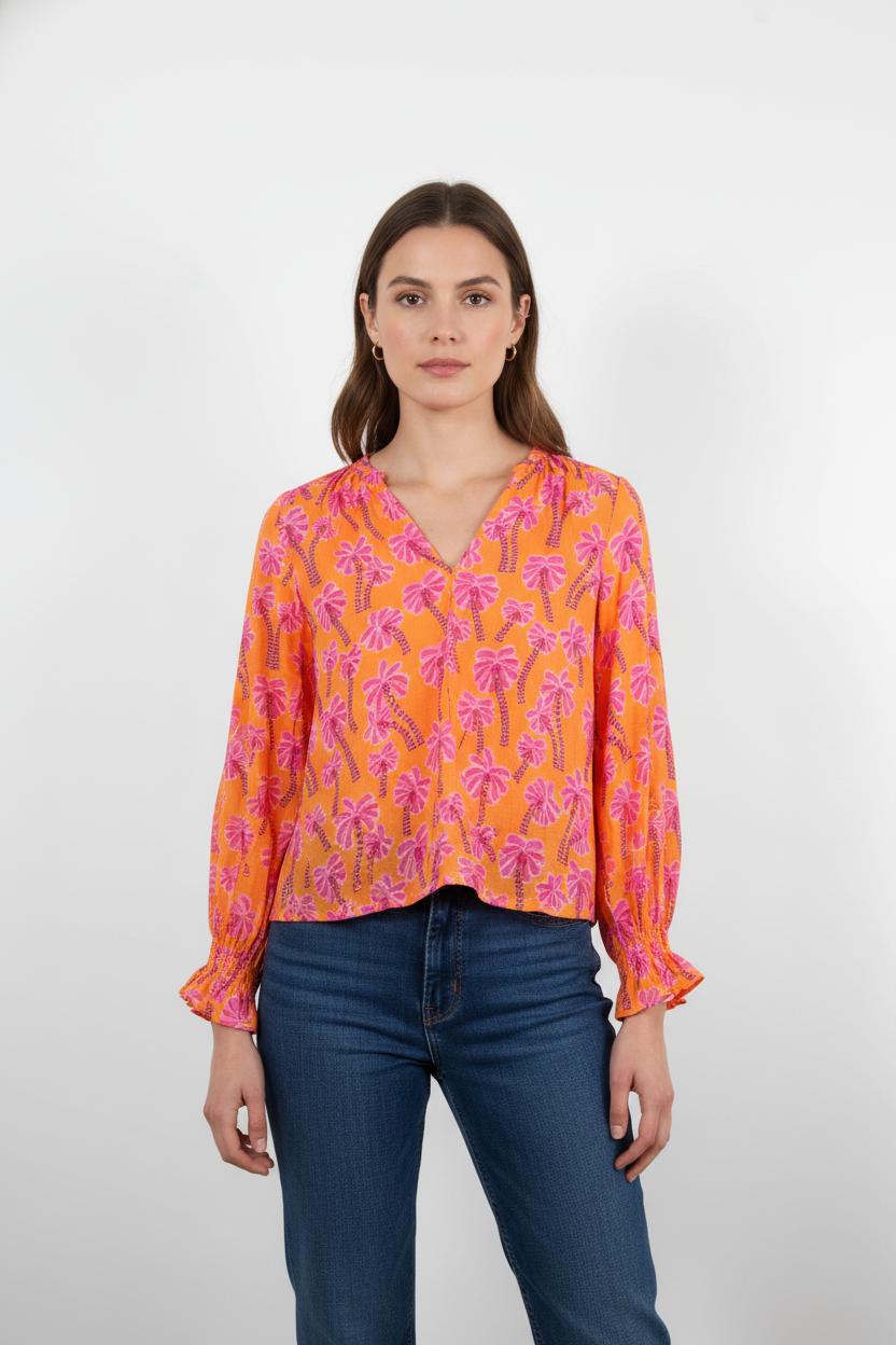 Blouse Orange et Rose - Taille M/38
