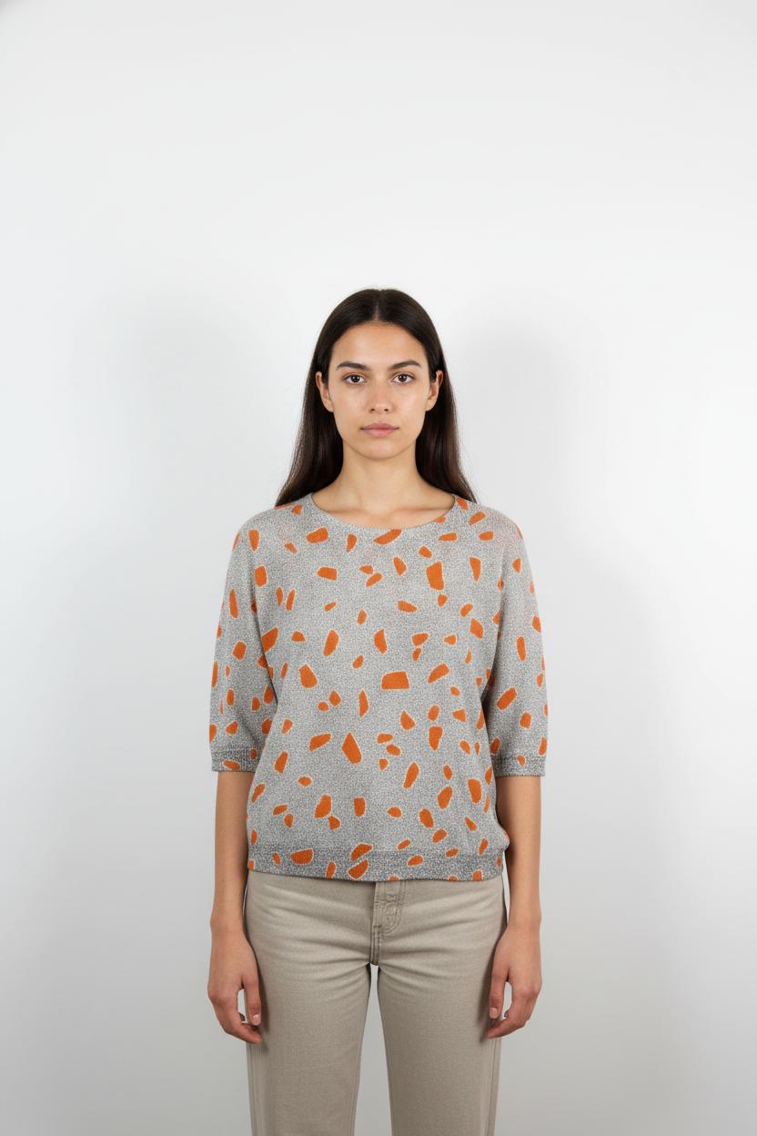 Pull Gris et Orange - Taille S/36