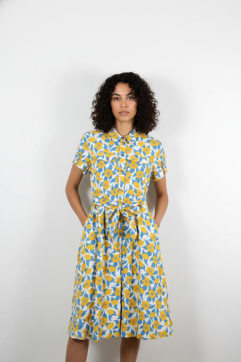 Robe Chemise Jaune et Bleue - Taille M/38