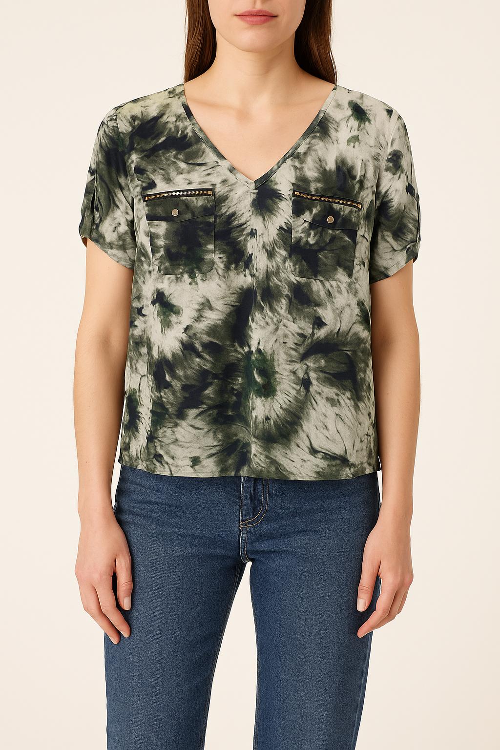 Blouse Verte et Blanche - Taille M/38 de la marque One Step | PARAD53398 - Vendu par Paradigme - Image 1