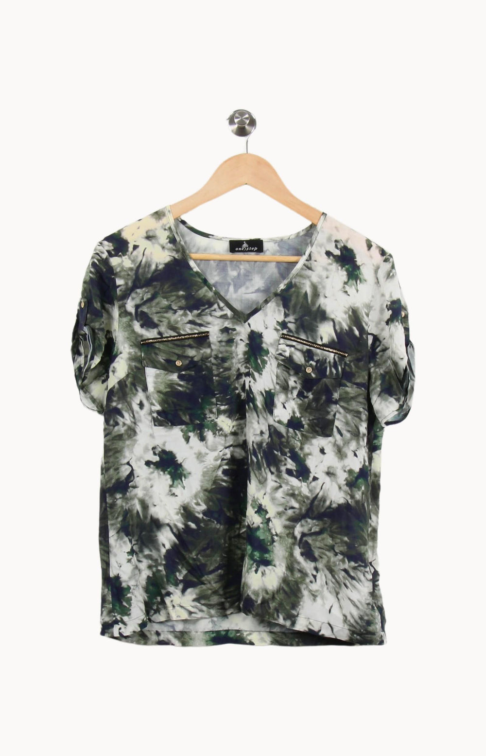 Blouse Verte et Blanche - Taille M/38 de la marque One Step | PARAD53398 - Vendu par Paradigme - Image 2