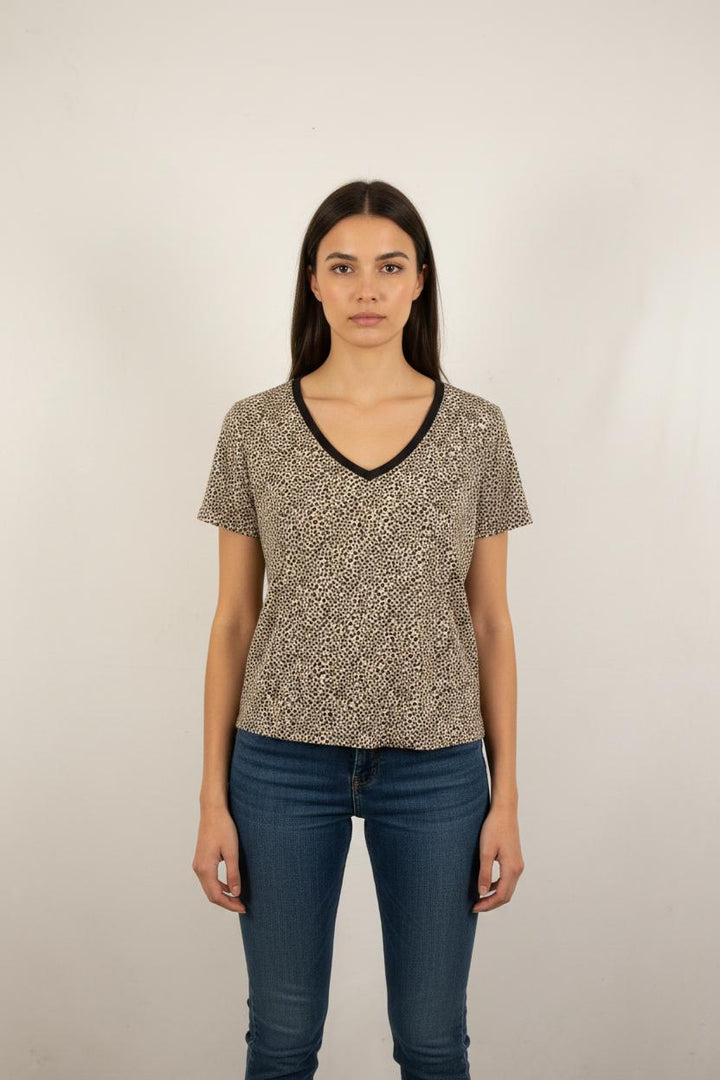 Tee-shirt Léopard Beige et Noir - Taille XS/34