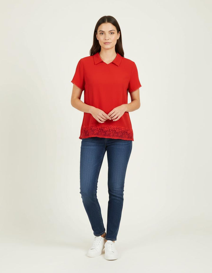 Blouse en dentelle rouge - Taille S/36