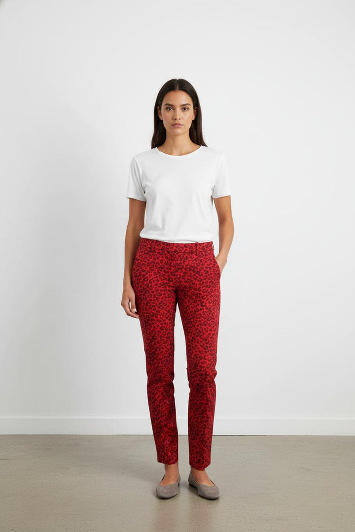 Pantalon Imprimé Léopard Rouge et Noir - Taille XS/34