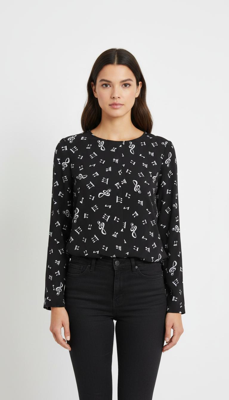 Blouse Noire et Blanche - Taille S/36