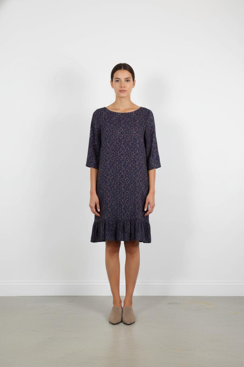 Robe Midi Bleu et Marron - Taille M/38
