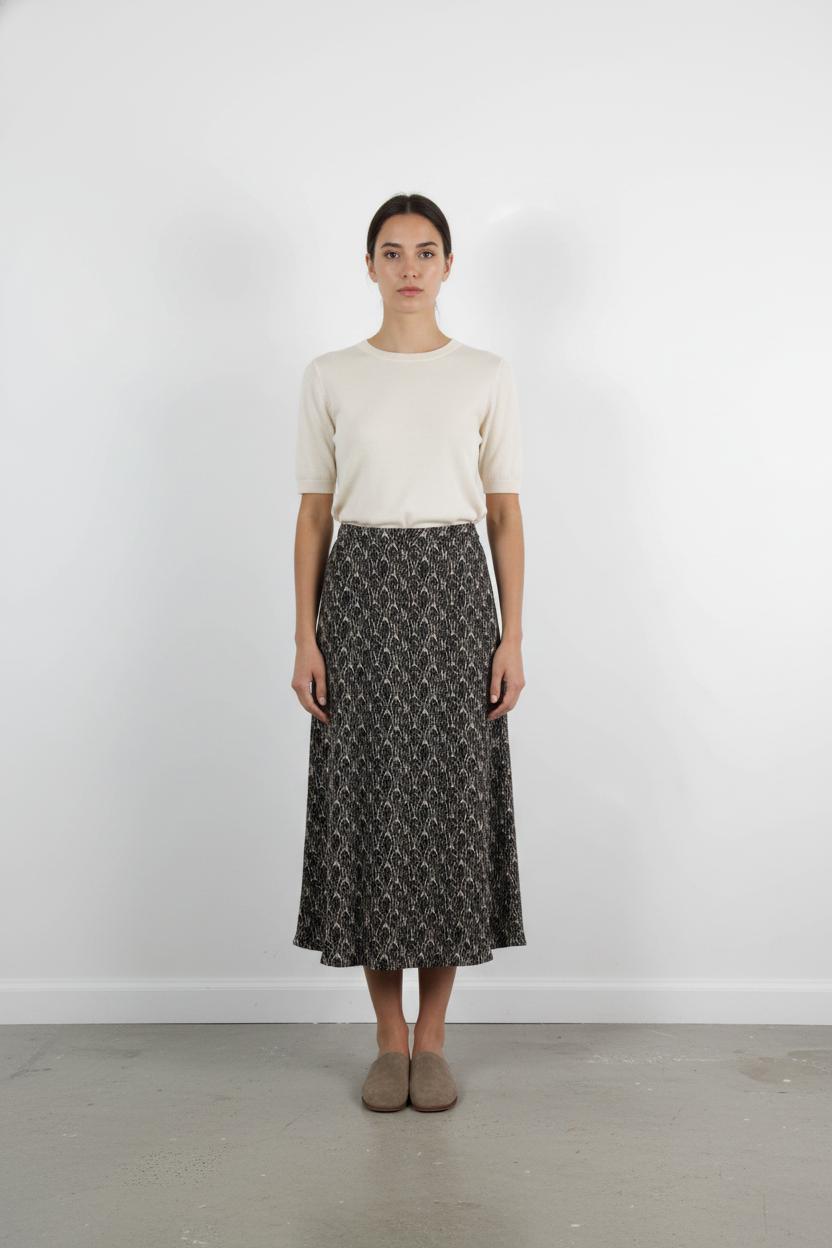 Jupe Longue Noire et Beige - Taille XS/34