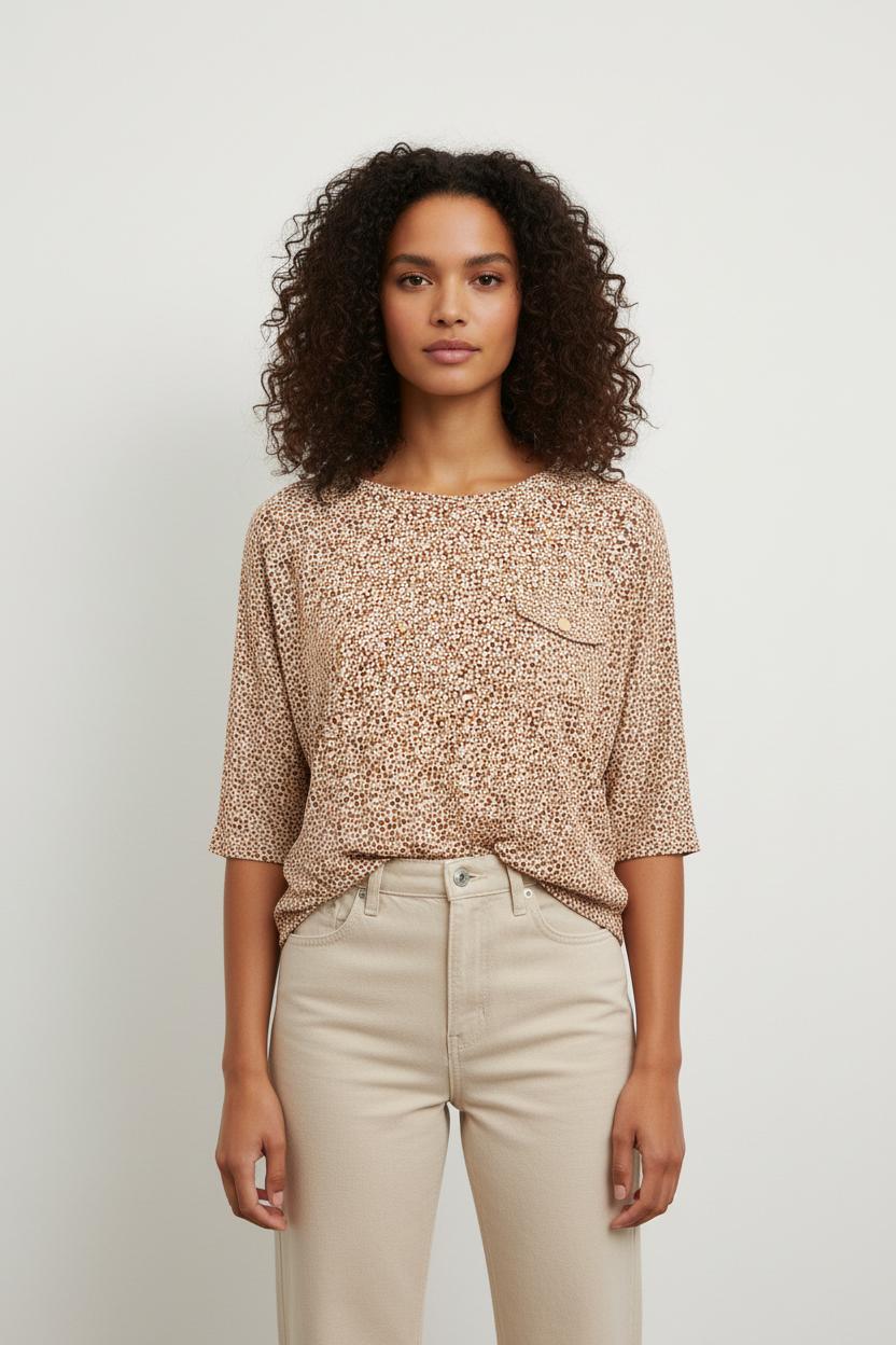Blouse Beige et Marron - Taille S/36