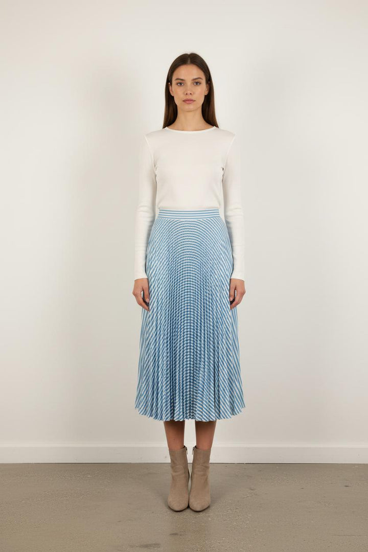 Jupe Plissée Bleue et Blanche - Taille S/36