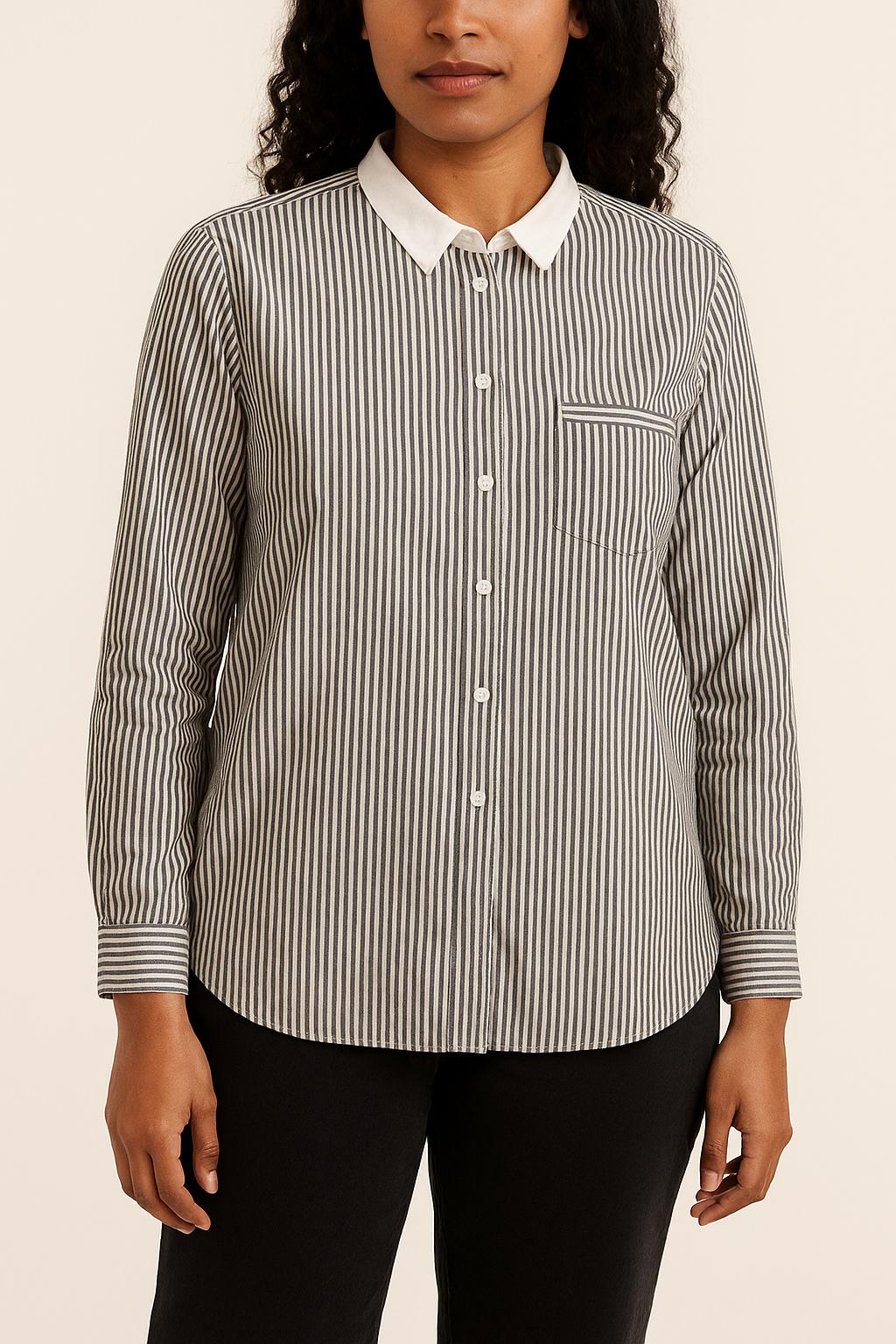 Chemise Rayée Noire et Blanche - Taille L/40 de la marque Comptoir des Cotonniers | PARAD53582 - Vendu par Paradigme - Image 1