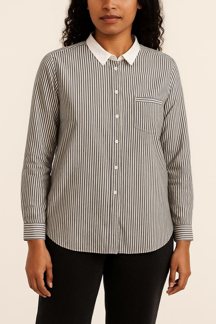 Chemise Rayée Noire et Blanche - Taille L/40 de la marque Comptoir des Cotonniers | PARAD53582 - Vendu par Paradigme - Image 1