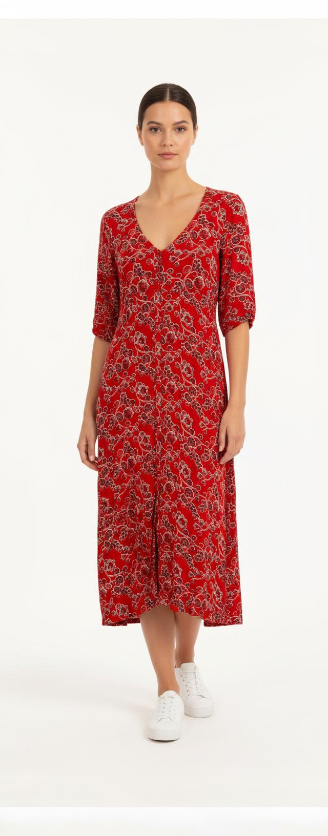 Robe Longue Rouge et Blanche - Taille XS/34