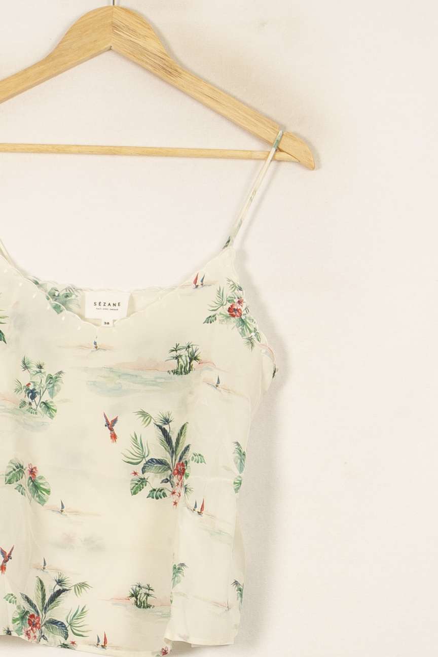 Débardeur Blanc et Vert - Taille M/38 de la marque Sézane | PARAD53650 - Vendu par Paradigme - Image 3
