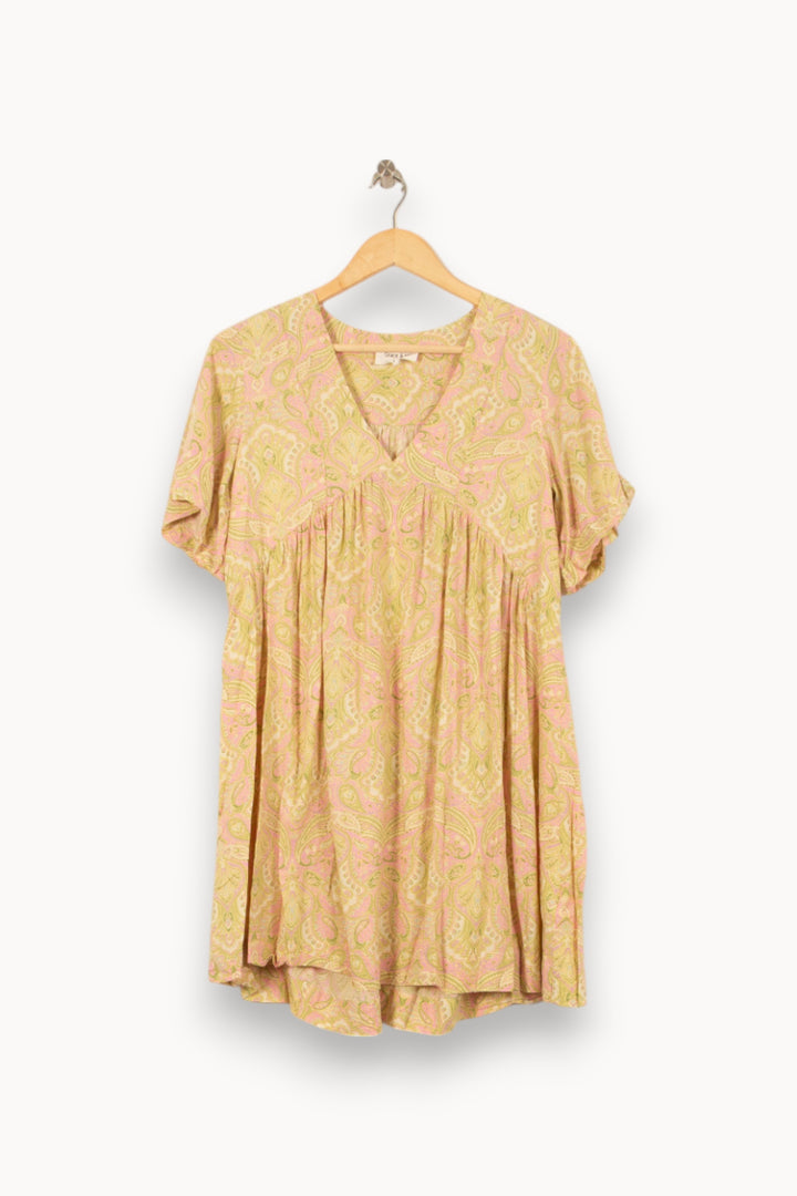 Robe Imprimée Rose et Jaune - Taille S/36 de la marque Grace & Mila | PARAD53681 - Vendu par Paradigme - Image 2