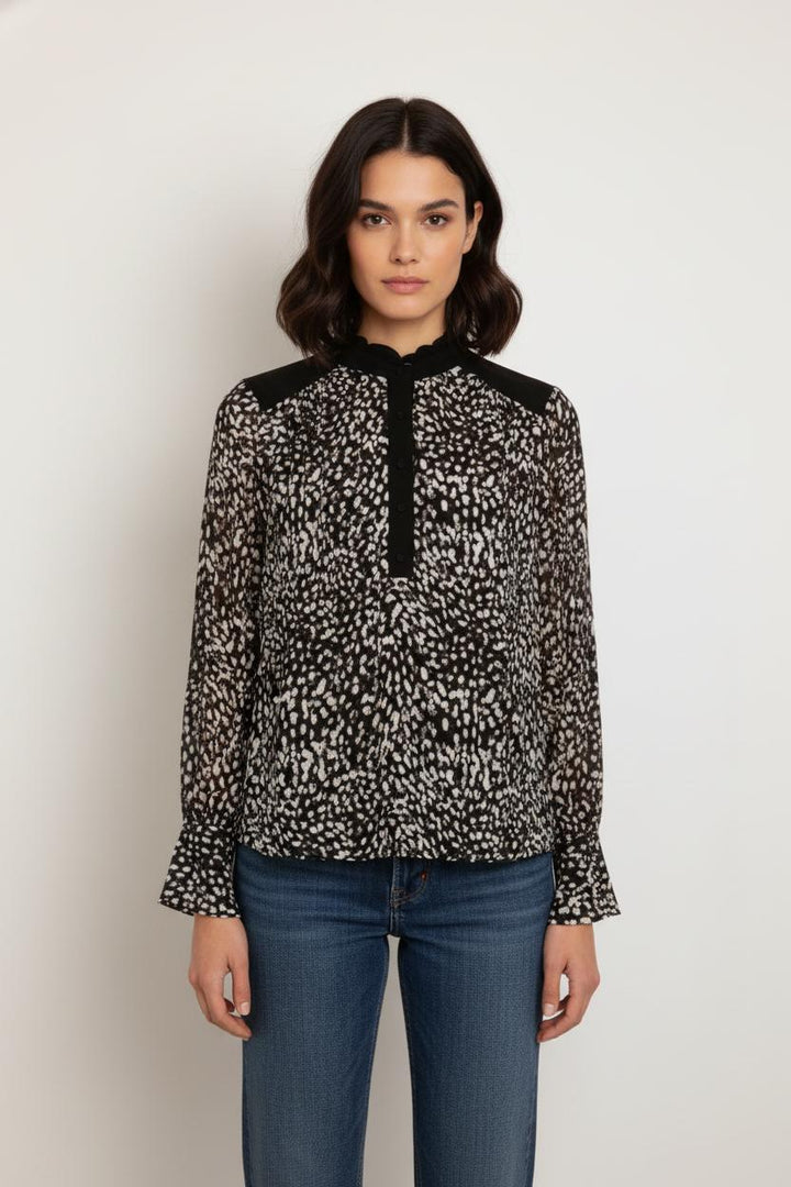 Blouse Noire et Blanche - Taille L/40