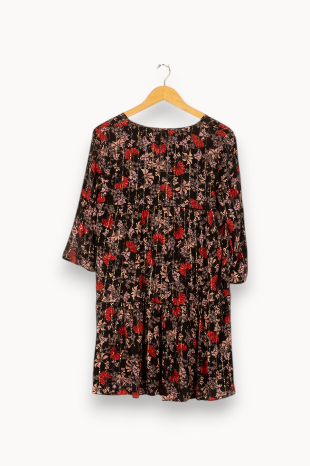 Robe Fleurie Noire et Rouge - Taille S/36 de la marque ba&sh | PARAD53685 - Vendu par Paradigme - Image 4