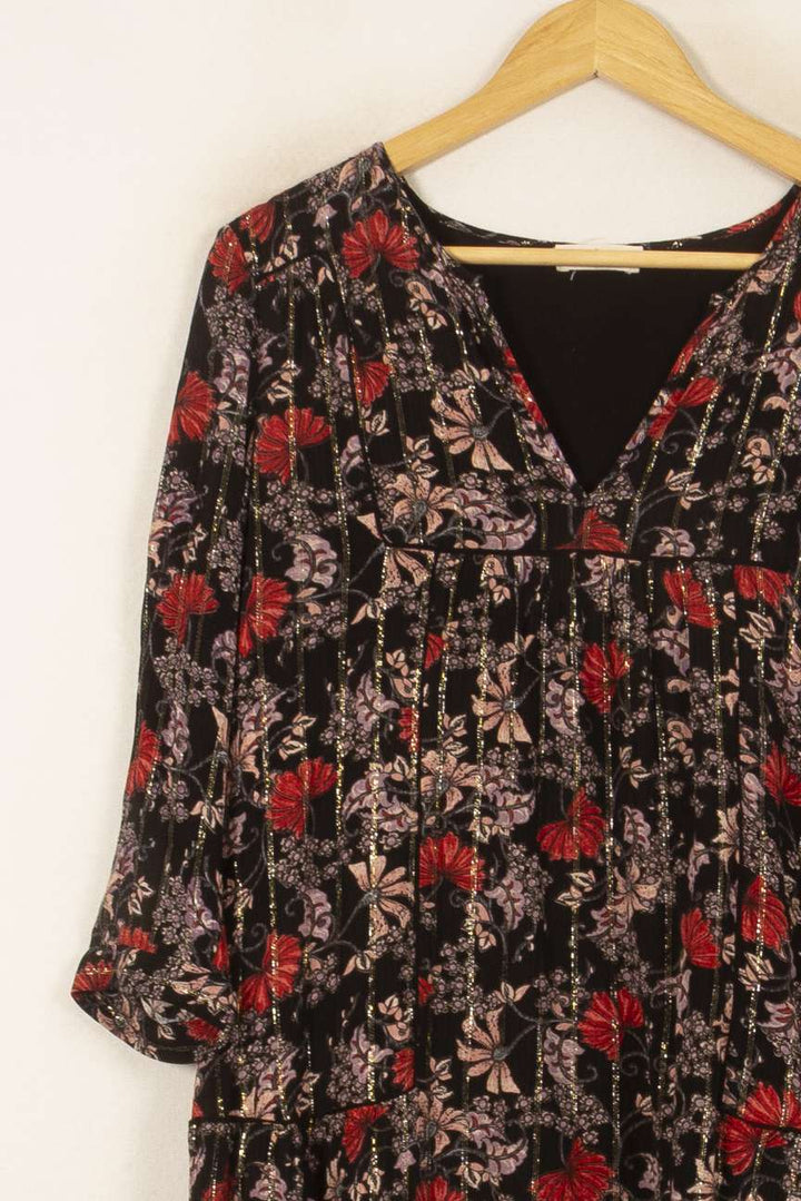 Robe Fleurie Noire et Rouge - Taille S/36 de la marque ba&sh | PARAD53685 - Vendu par Paradigme - Image 3