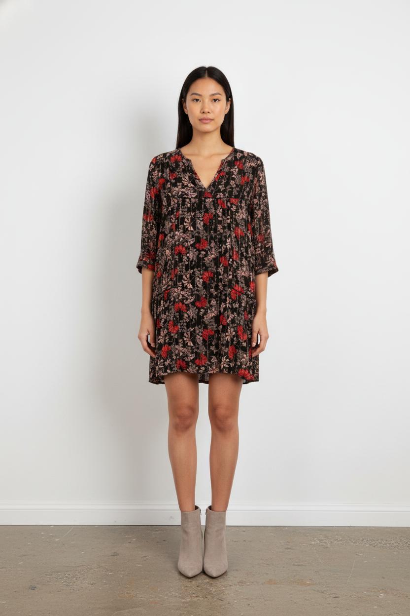 Robe Fleurie Noire et Rouge - Taille S/36