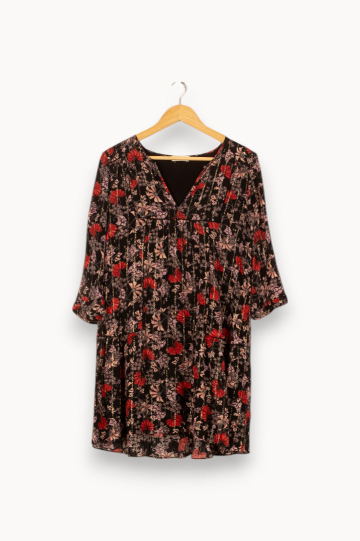 Robe Fleurie Noire et Rouge - Taille S/36 de la marque ba&sh | PARAD53685 - Vendu par Paradigme - Image 2
