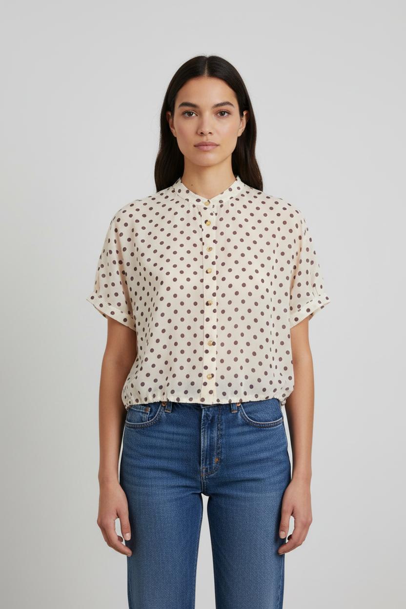 Chemise Blanche et Marron - Taille XS/34