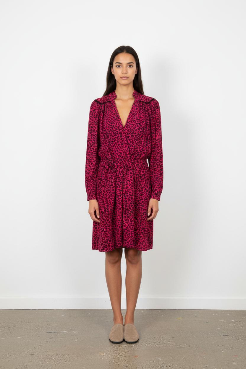 Robe Midi Rose et Noir - Taille M/38
