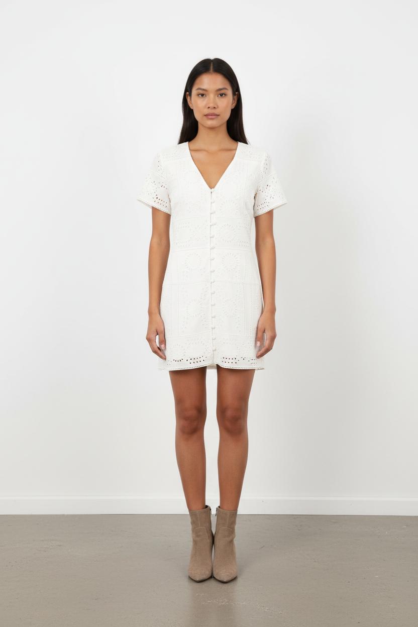 Robe Brodée Blanche - Taille XS/34