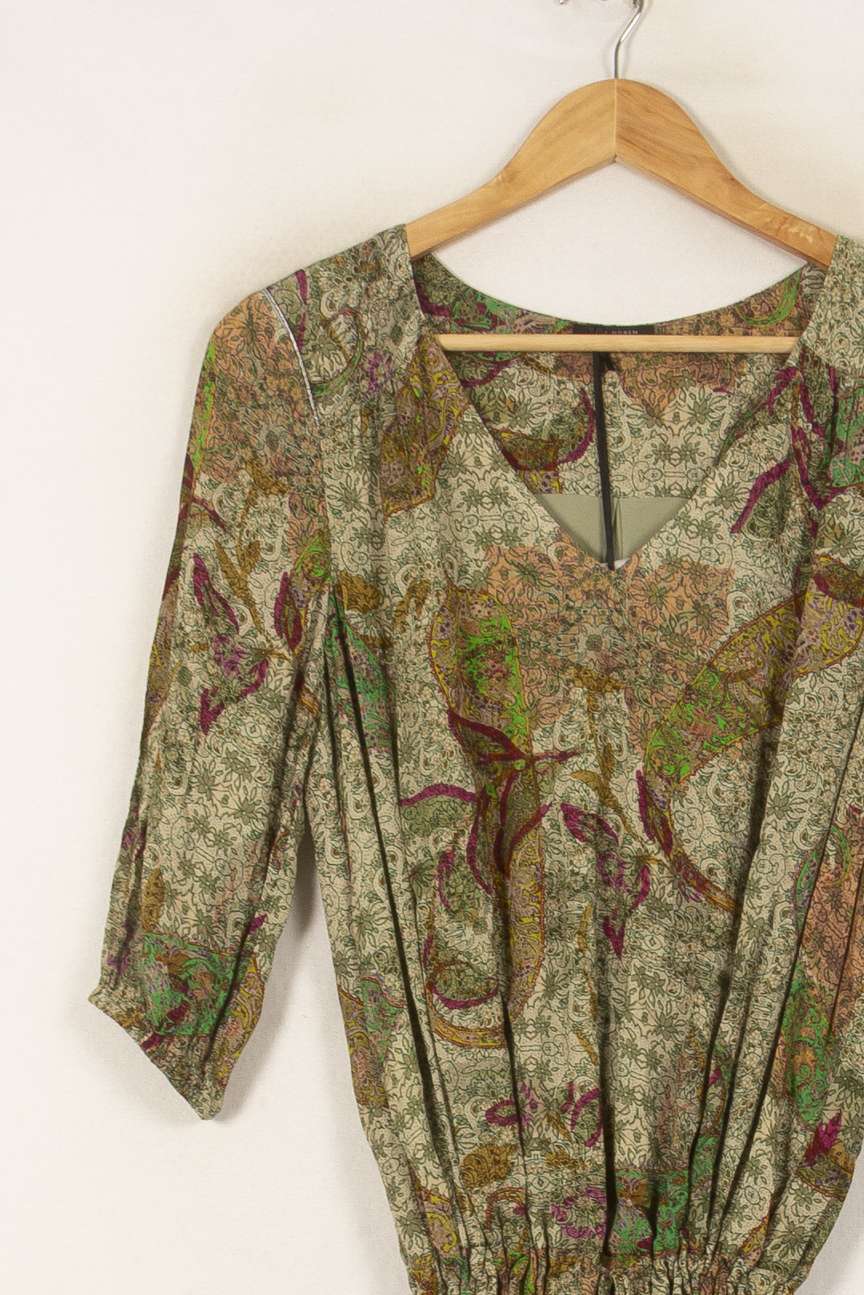 Robe Courte Verte et Beige - Taille S/36 de la marque IKKS | PARAD53710 - Vendu par Paradigme - Image 3