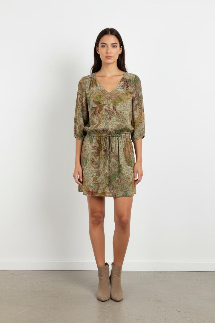 Robe Courte Verte et Beige - Taille S/36