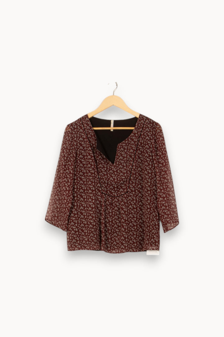 Blouse Marron à Motifs Blancs - Taille L/40 de la marque I.Code | PARAD53733 - Vendu par Paradigme - Image 2
