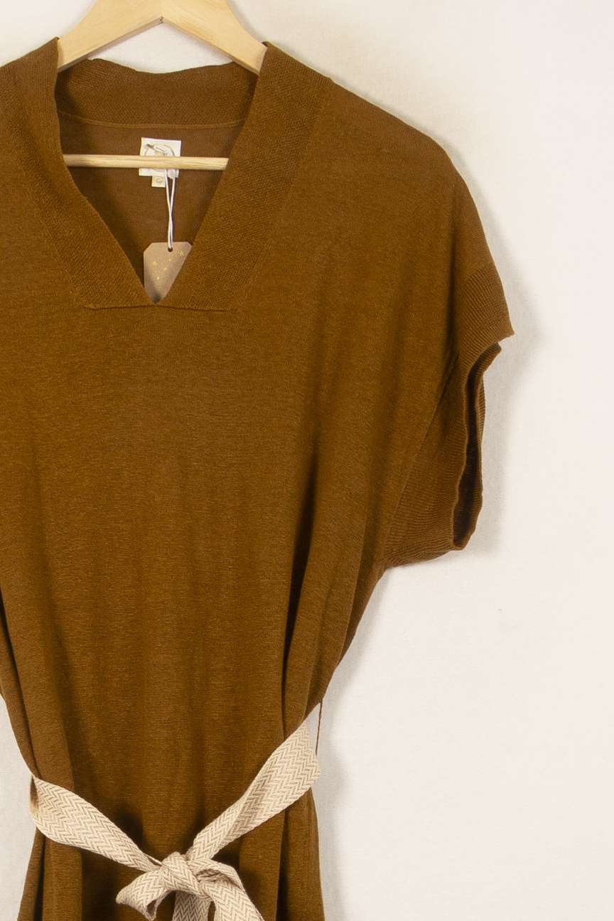 Robe Midi Marron et Beige - Taille XS/34 de la marque Des petits hauts | PARAD53747 - Vendu par Paradigme - Image 3