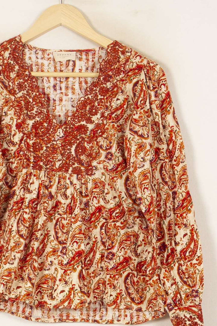 Blouse Imprimée Bordeaux et Écru - Taille M/38 de la marque Sézane | PARAD53784 - Vendu par Paradigme - Image 3
