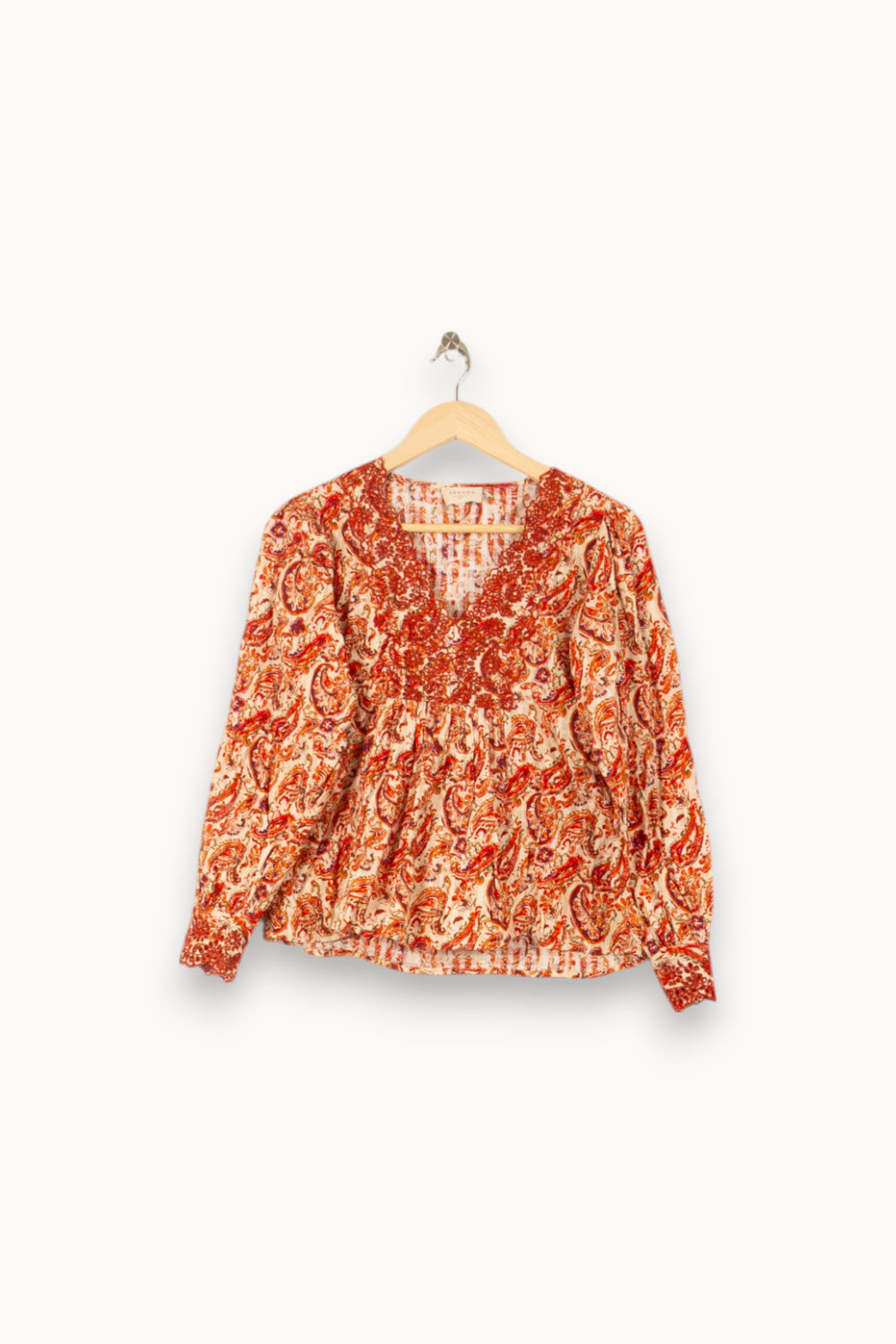 Blouse Imprimée Bordeaux et Écru - Taille M/38 de la marque Sézane | PARAD53784 - Vendu par Paradigme - Image 2